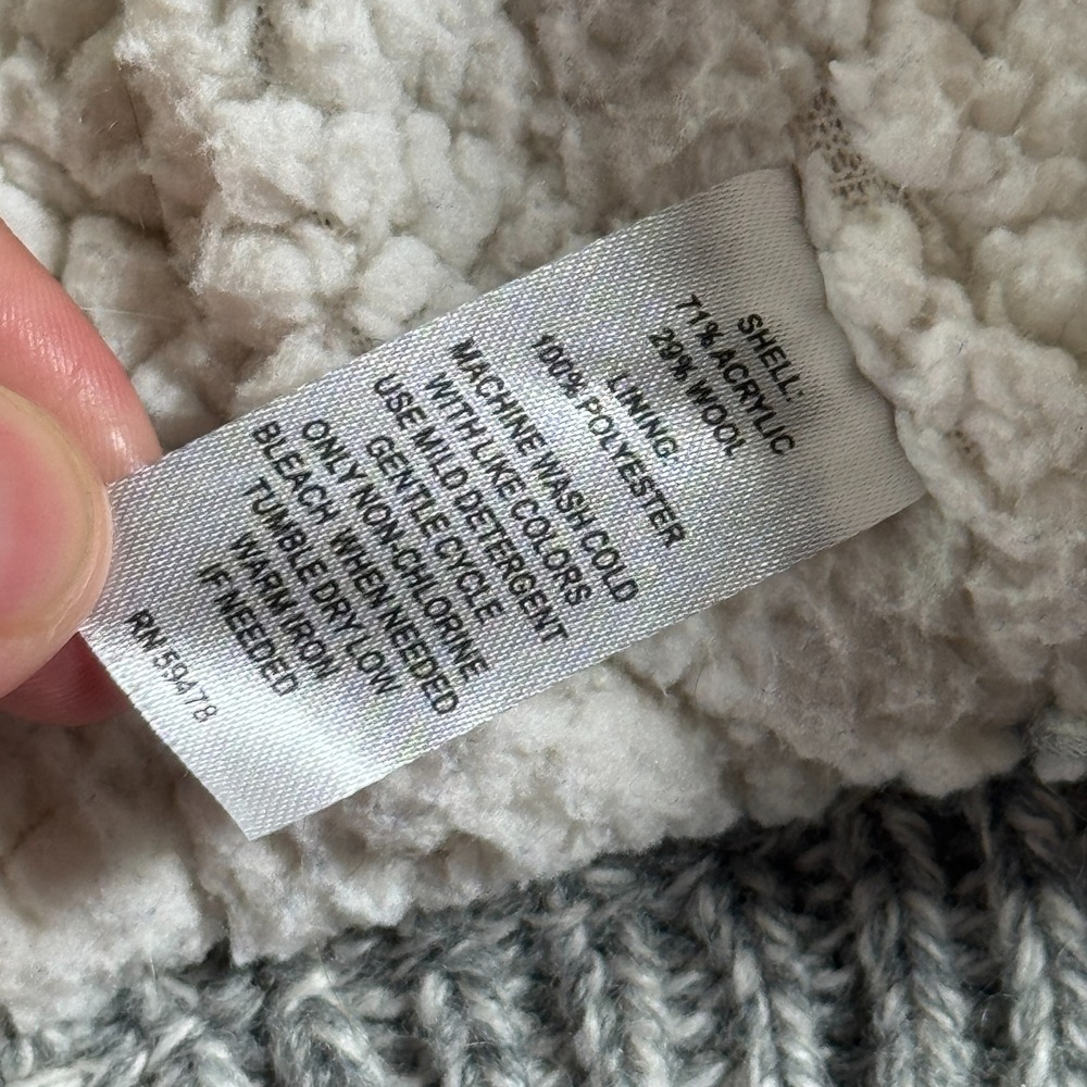 Between Me & You Sherpa Lined Knit Vest Womens Large Gray Wool Aztec Heavyweight - Picture 5 of 9